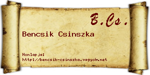 Bencsik Csinszka névjegykártya